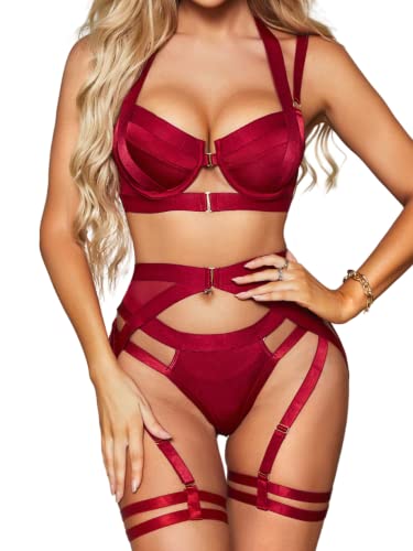 Annuncio sponsorizzato - Kaei&Shi Cinghia Strappy, Tutti Regolabili, Underwire Racerback, 4 pz Garter Set