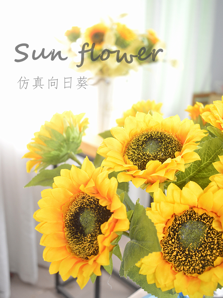 Simulated Sunflower, Simulated Flower Arrangement, Single Branch Photography, Decorative Ornament, Artificial Flower, Sunflower, Living Room Decoration, Fake Flower