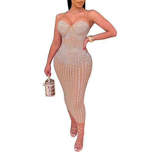 Sponsored Ad Frauen Langarm Geburtstag Kleider Sexy heiße Diamant Prozess Sexy Kleid Party Club Nachtkleid...