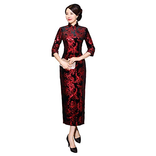 Historia de Shanghai cheongsam de terciopelo vestido chino barato cheongsam Dragon