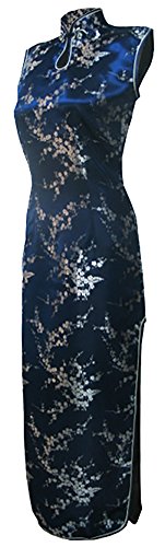 Sponsored Ad - 7Fairy Women's VTG Navy Blue Keyhole Long Cheongsam Chinese Dress