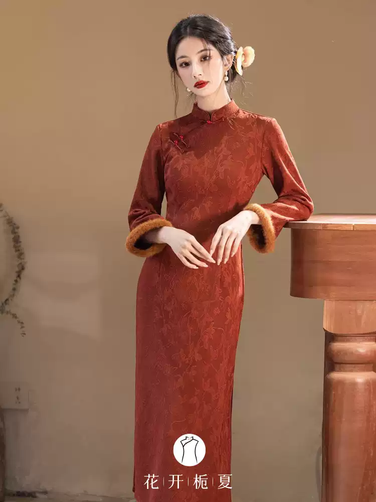 12/9新品 新中式国风复古红色倒大袖旗袍新娘敬酒服过年战袍