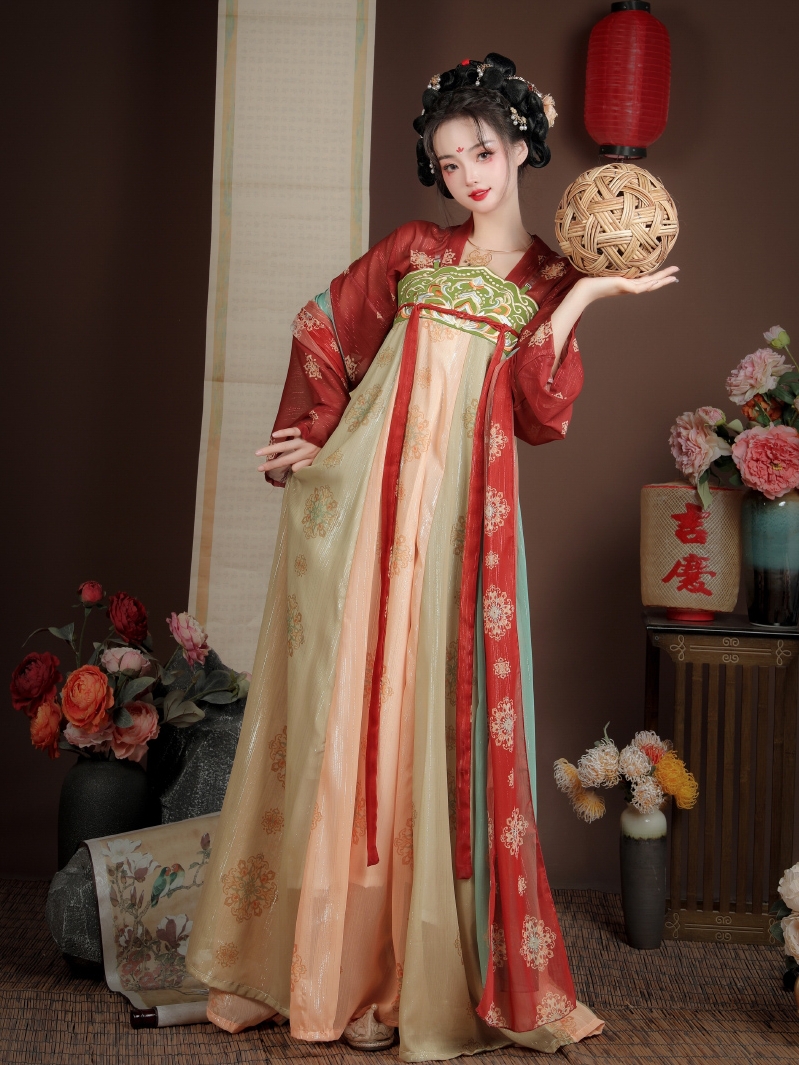 Han Tangge original hanfu mujeres Tang bordadas mejoradas hasta el pecho falda estilo chino estudiantes diarios de primavera y otoño súper inmortales