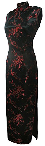 Anúncio patrocinado - 7Fairy Mulheres Bodycon Preto/Vermelho Keyhole Longo Vestido Chinês Cheongsam