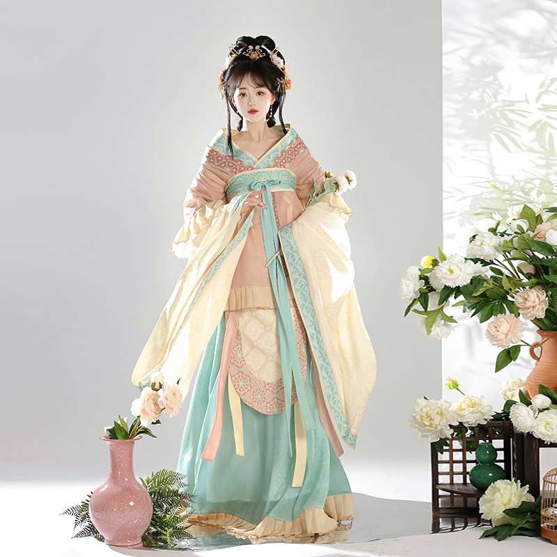 Yunjin Original [Qiluo] Wei Jin Style Immortal Restoration Costume Imitation of Sui Dynasty Women's Gauntlet, Improved Hanfu Spring and Autumn Style