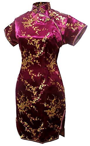 Anúncio patrocinado - 7Fairy Mulheres Borgonha Floral Mini Vestido de Noite Chinês Cheongsam