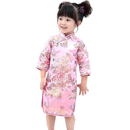 Sponsored Ad-Hooyi Chinesische Mädchen Kleid Pfingstrose Qipao Halbarm Cheongsam Brautkleider Prinzessin Geburtstag Party Co...