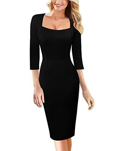 Sponsored Ad.VFSHOW Womens Work Business Square Neck Bodycon Kleid Büro Retro Elegante Slim Fit Bleistift Scheide Kleid